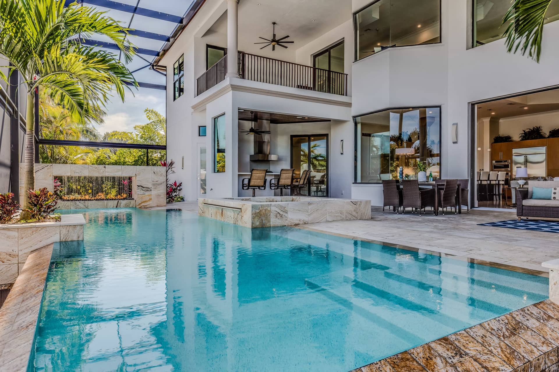 Modern Pool with Waterfall Feature